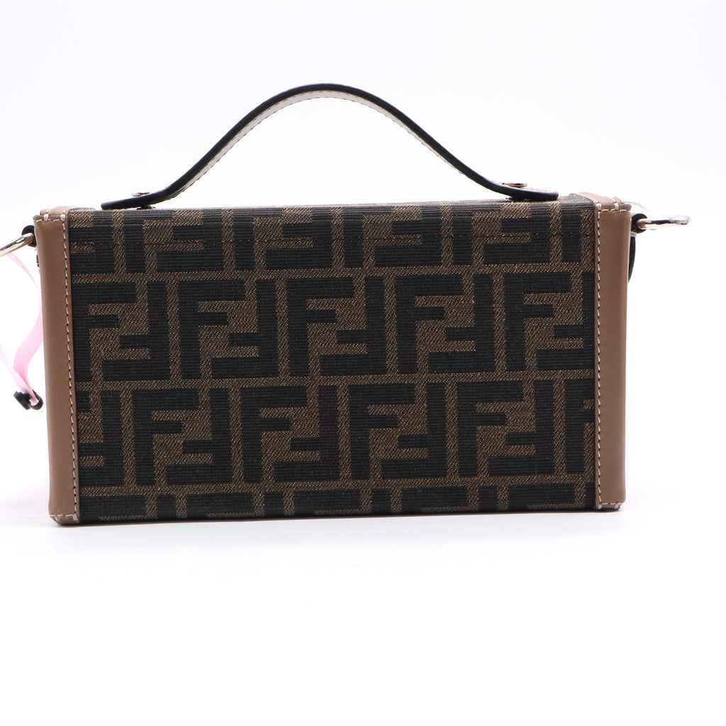 Fendi Recycled Fabric Jacquard Vitello King FF 1974 Baguette Soft Trunk Phone Pouch Tobacco Moro Sand Twins LDJ2681