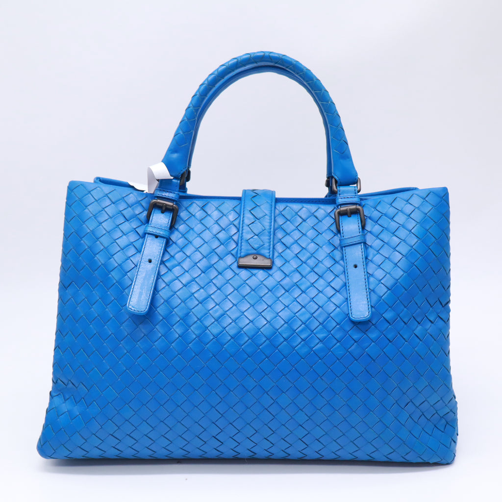 Bottega Veneta Large Roma Tote Bag Intrecciato Nappa Blue B23823