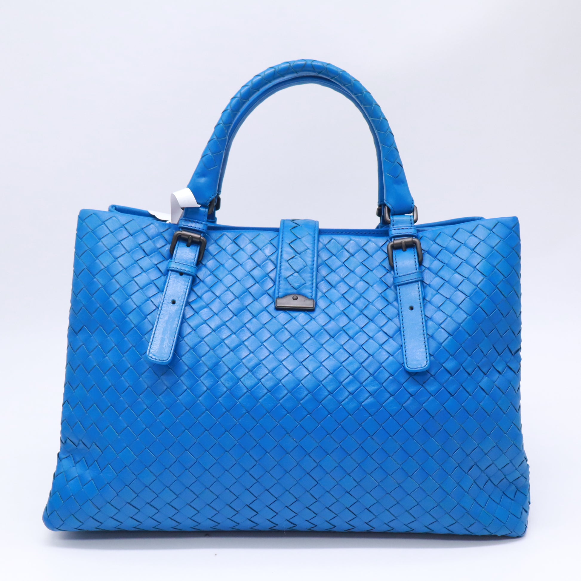 Bottega Veneta Large Roma Tote Bag Intrecciato Nappa Blue B23823