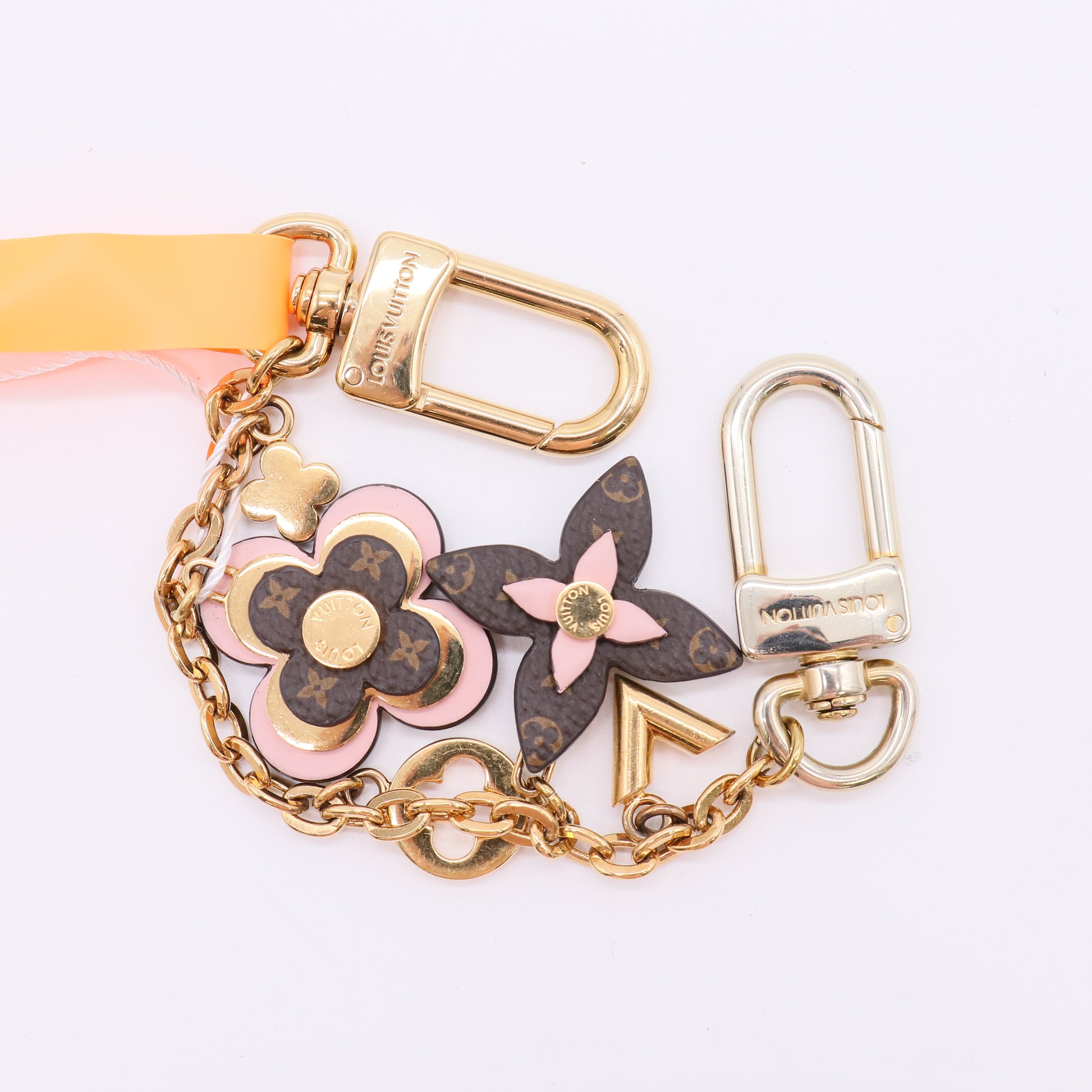 Louis Vuitton Pink Leather Blooming Flowers Charm Twins LDZ256