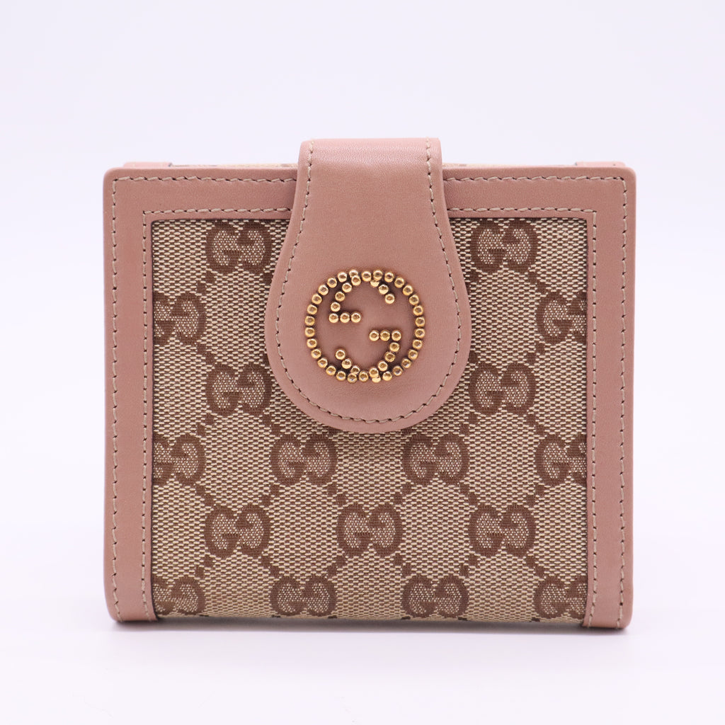 GG Canvas Bifold Wallet Brown Beige
