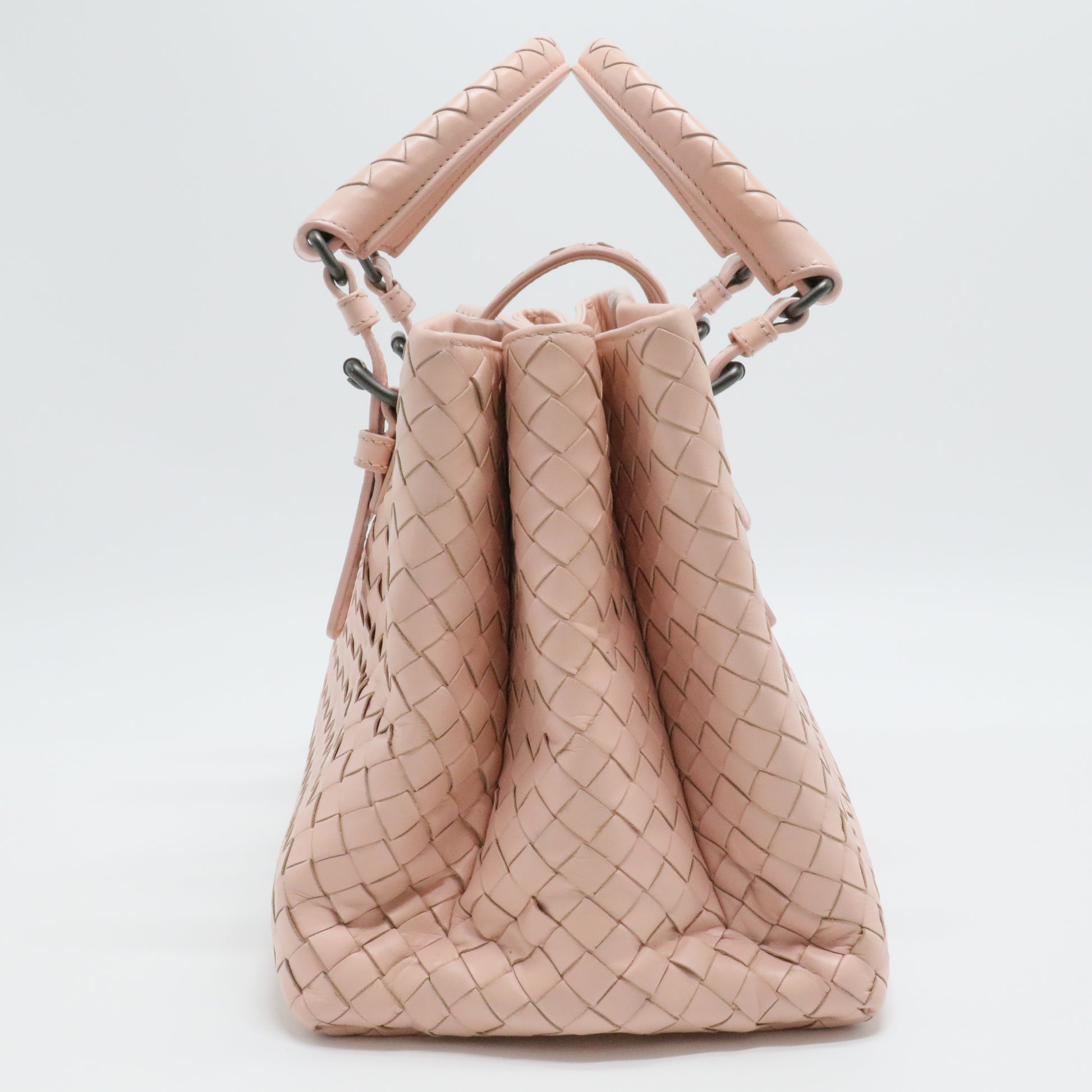 Peach Intrecciato Leather Small Roma Tote
