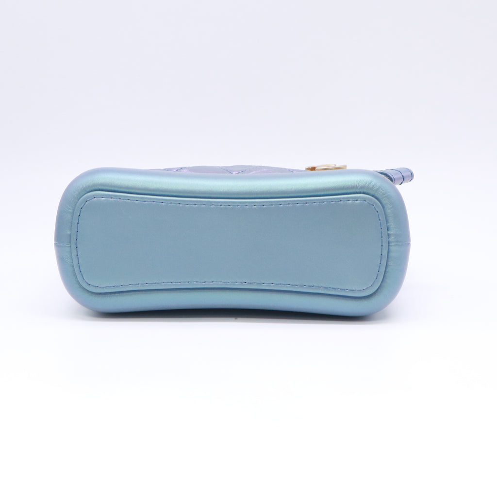 Iridescent Aged Calfskin Quilted Small Gabrielle Hobo Blue B23749