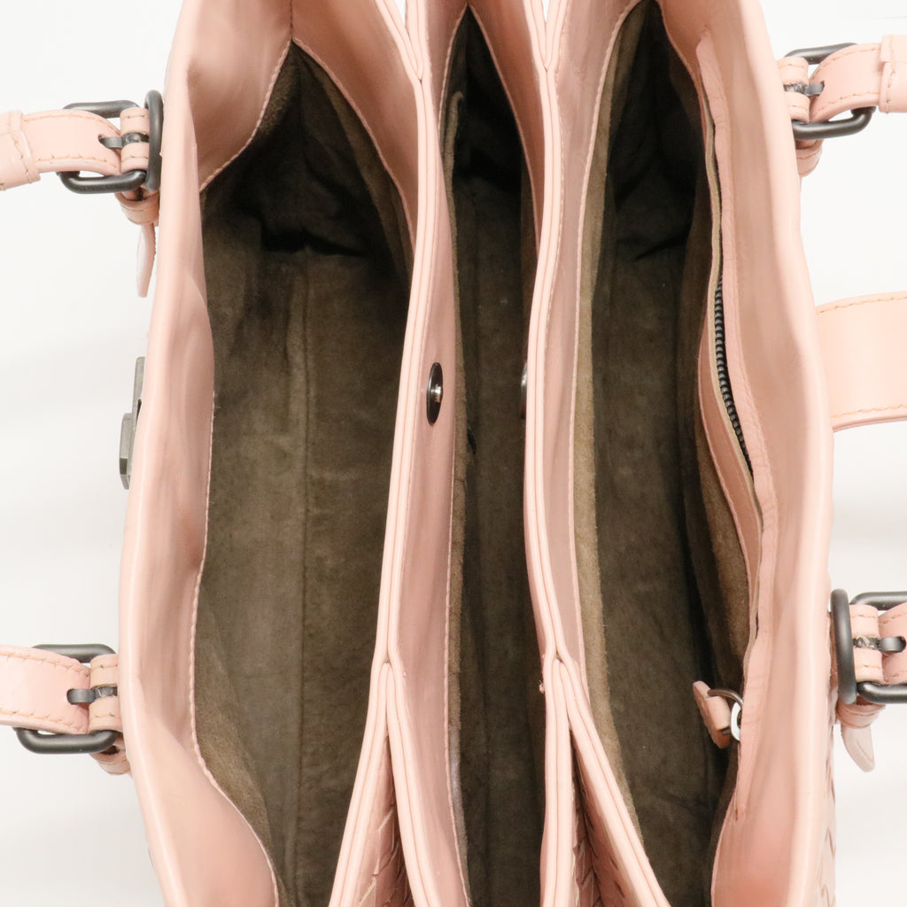 Peach Intrecciato Leather Small Roma Tote