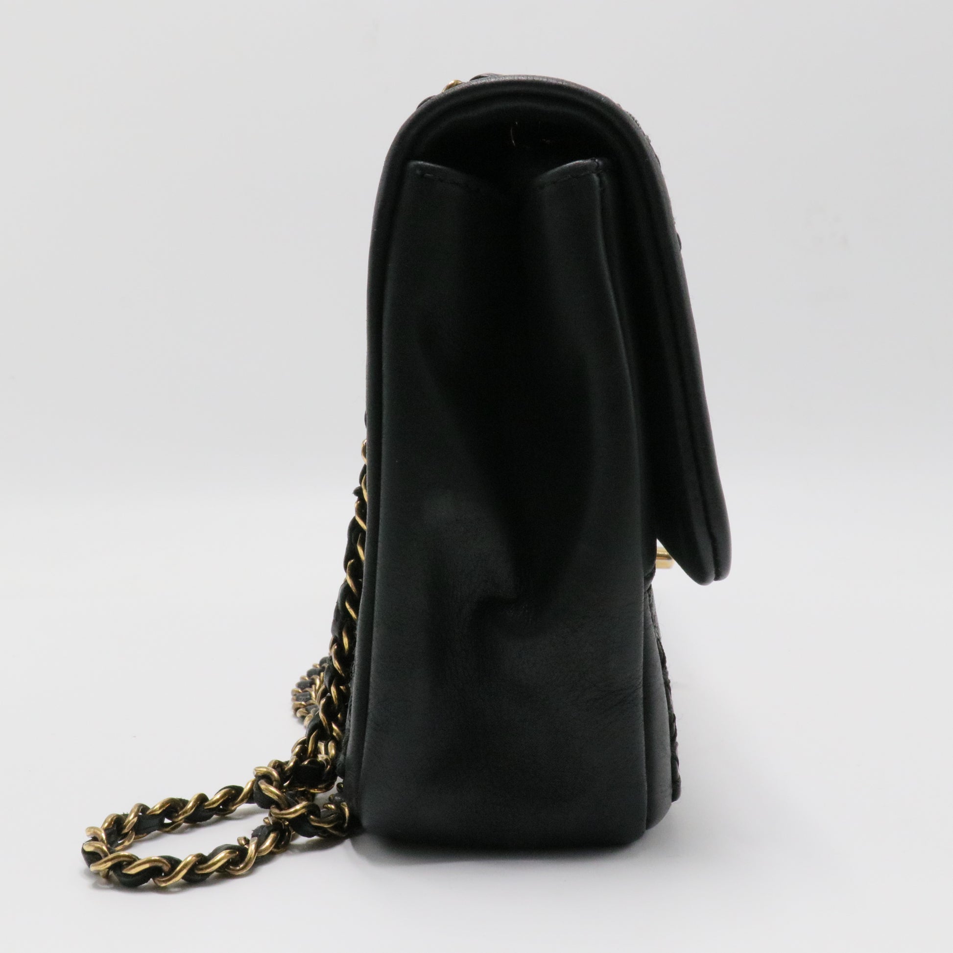 Quilted Lambskin Stitch Single Flap Crossbody Bag
