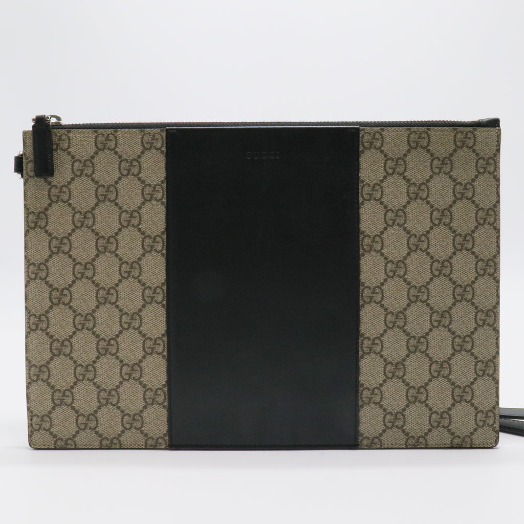 GG Supreme Monogram Zip Wristlet Pouch