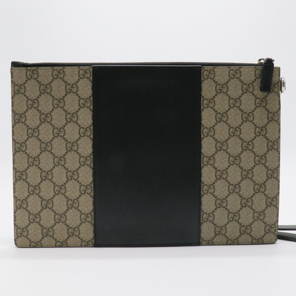 GG Supreme Monogram Zip Wristlet Pouch