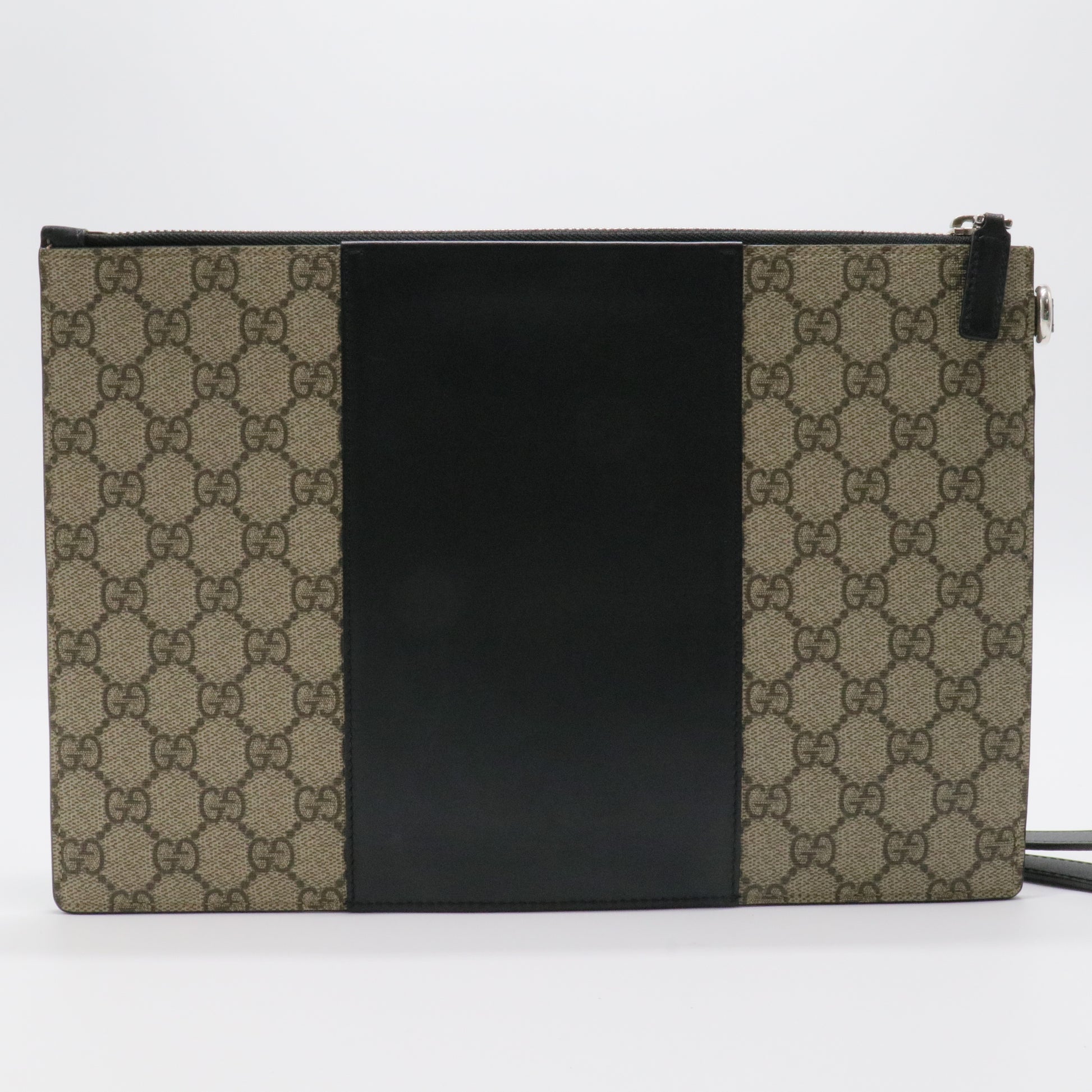 GG Supreme Monogram Zip Wristlet Pouch