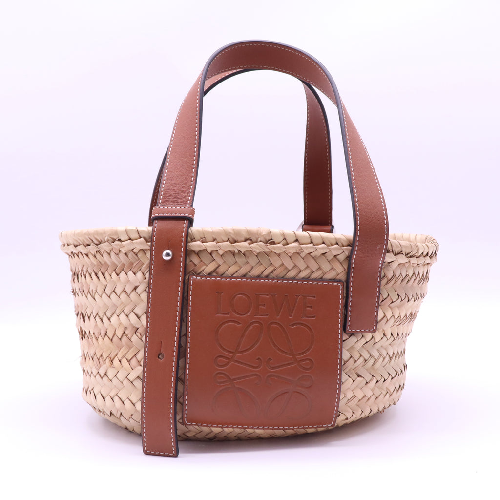 Loewe Basket Bag in Palm Leaf and Calfskin B22142