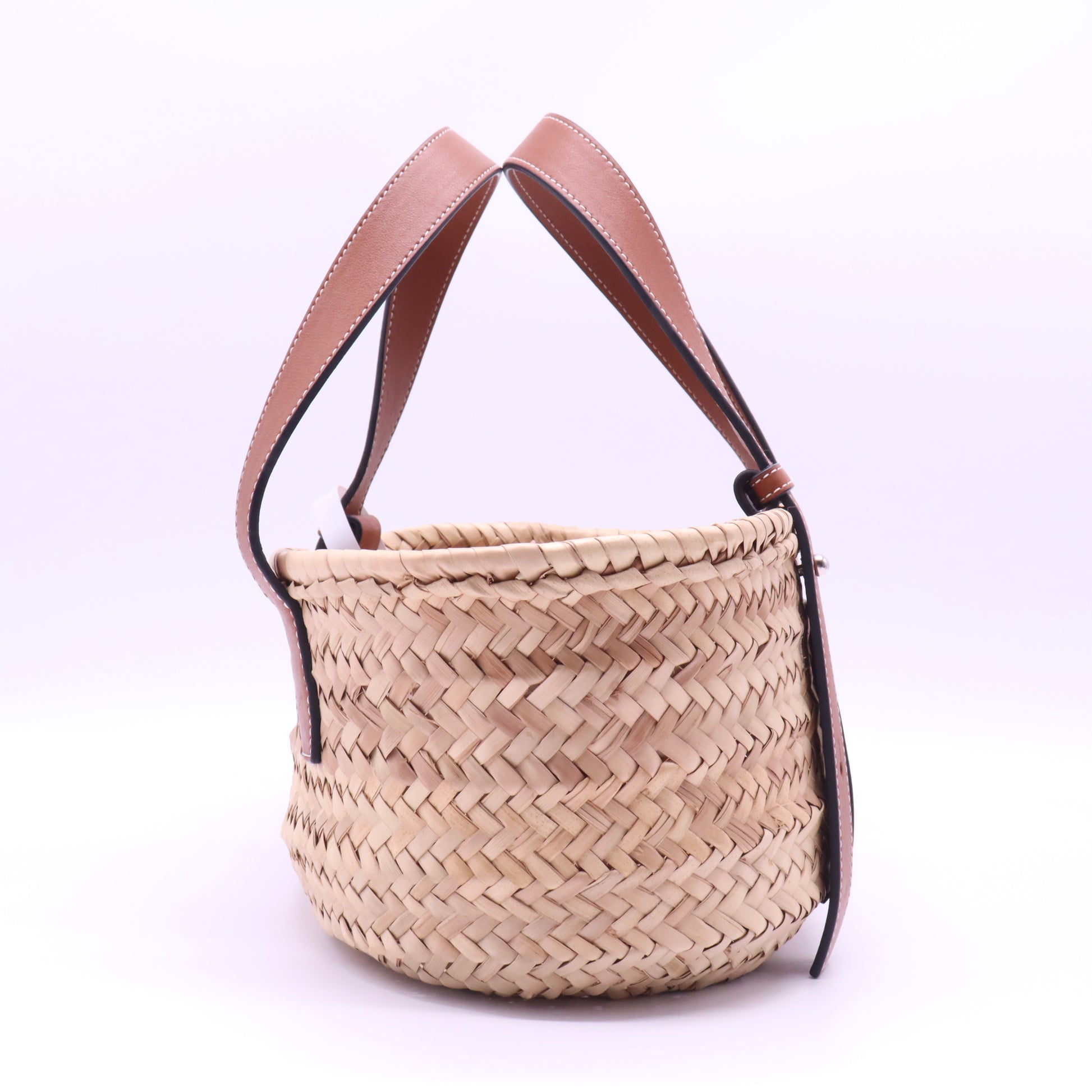 Loewe Basket Bag in Palm Leaf and Calfskin B22142