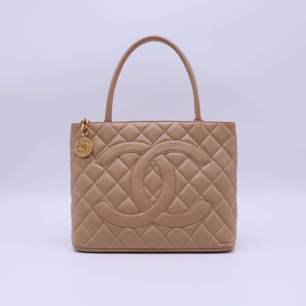 Chanel Caviar Quilted Medallion Tote Beige twins LDJ4013