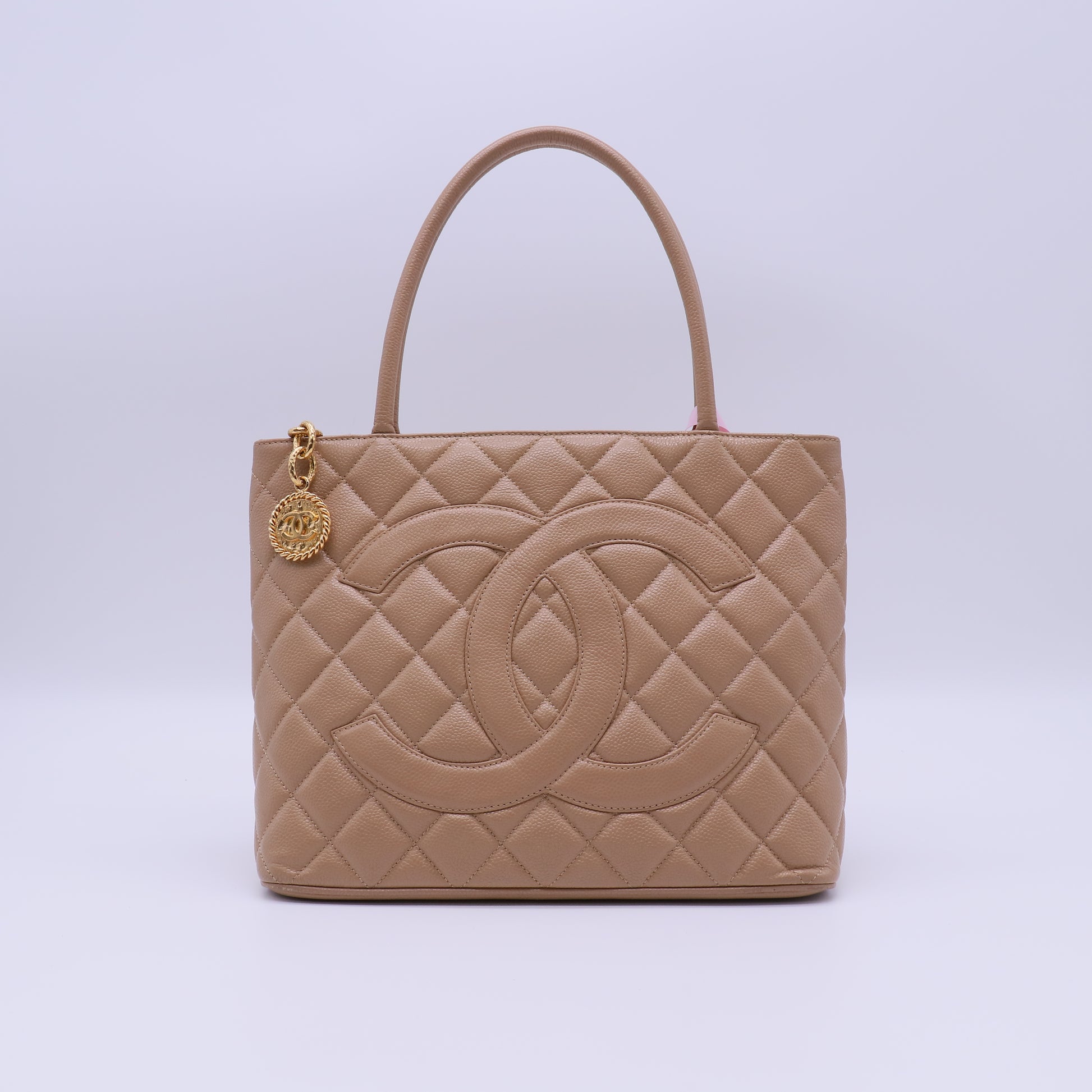 Chanel Caviar Quilted Medallion Tote Beige twins LDJ4013