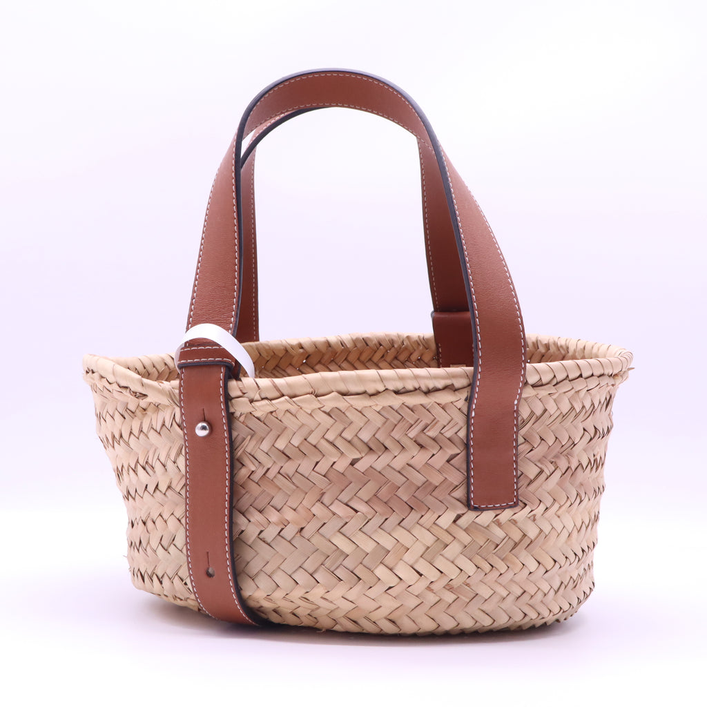 Loewe Basket Bag in Palm Leaf and Calfskin B22142