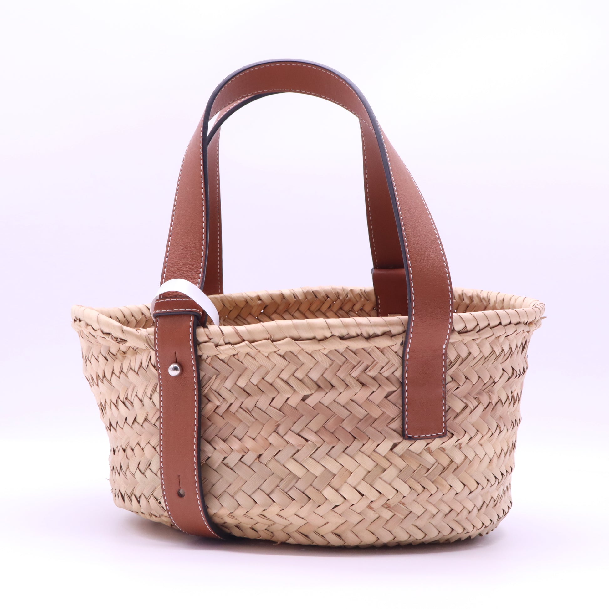 Loewe Basket Bag in Palm Leaf and Calfskin B22142