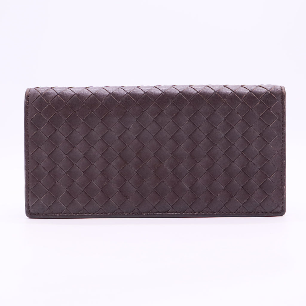 Intrecciato Woven Nappa Leather Double Flap Wallet