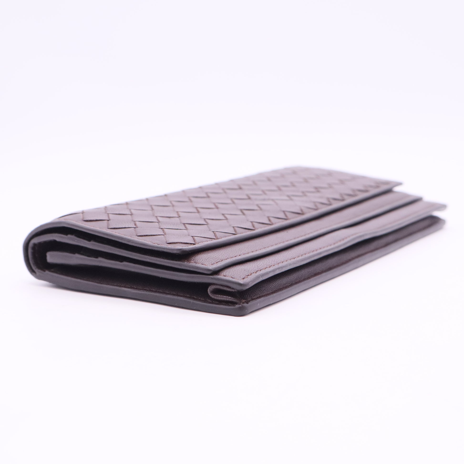 Intrecciato Woven Nappa Leather Double Flap Wallet