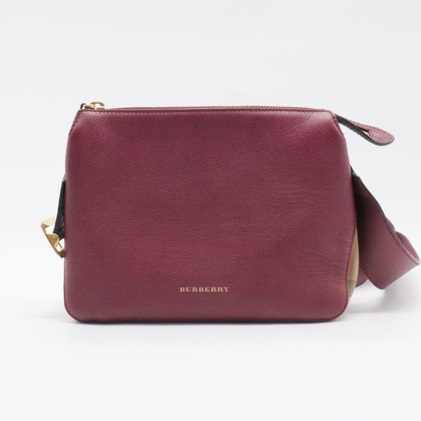 Soft Grain Calfskin House Check Small Helmsley Crossbody Dark Plum