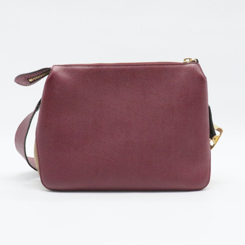 Soft Grain Calfskin House Check Small Helmsley Crossbody Dark Plum