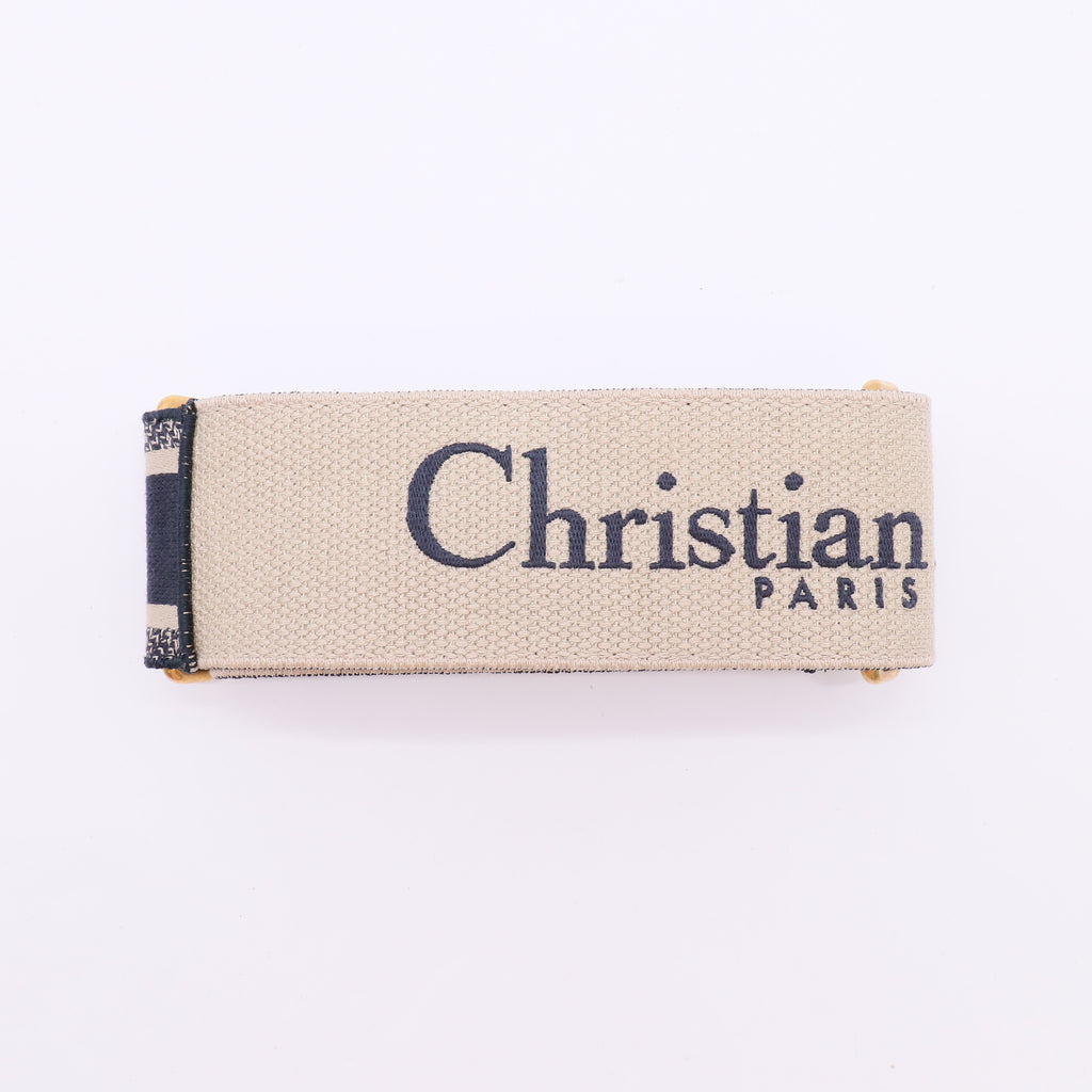 Christian Dior Canvas Embroidered Shoulder Strap Blue twins LDZ248