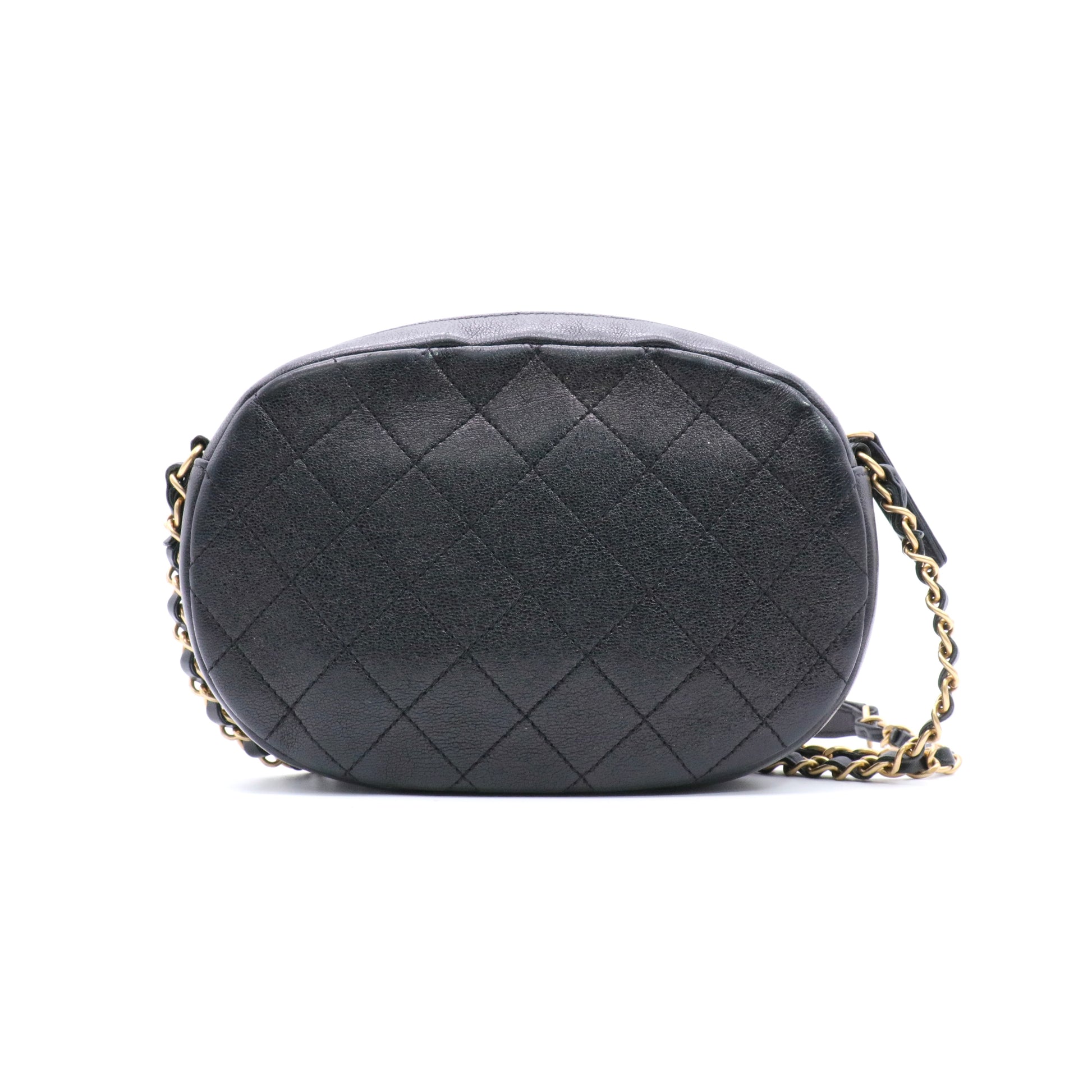 Lambskin Quilted Coco Midnight Camera Case Black twins