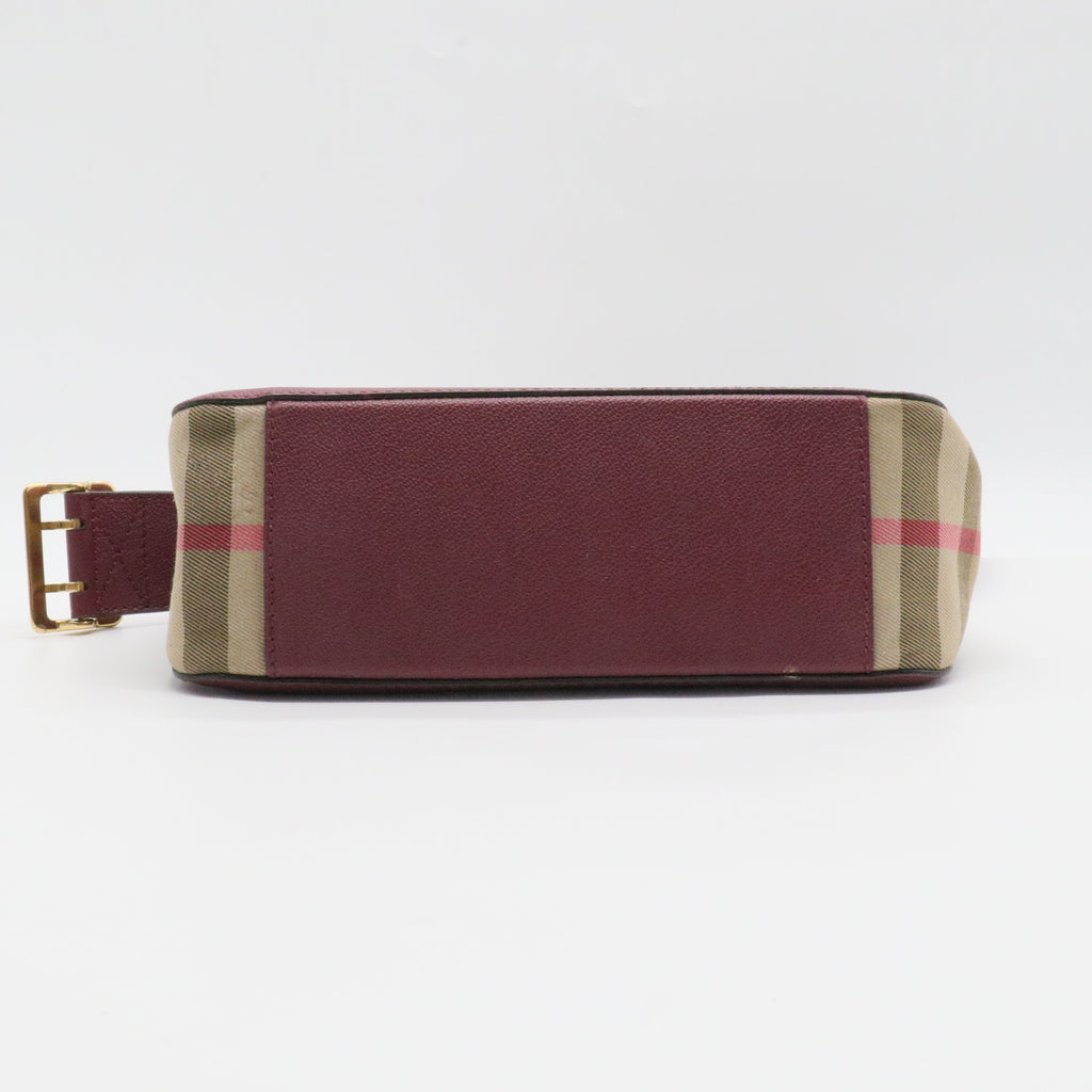 Soft Grain Calfskin House Check Small Helmsley Crossbody Dark Plum