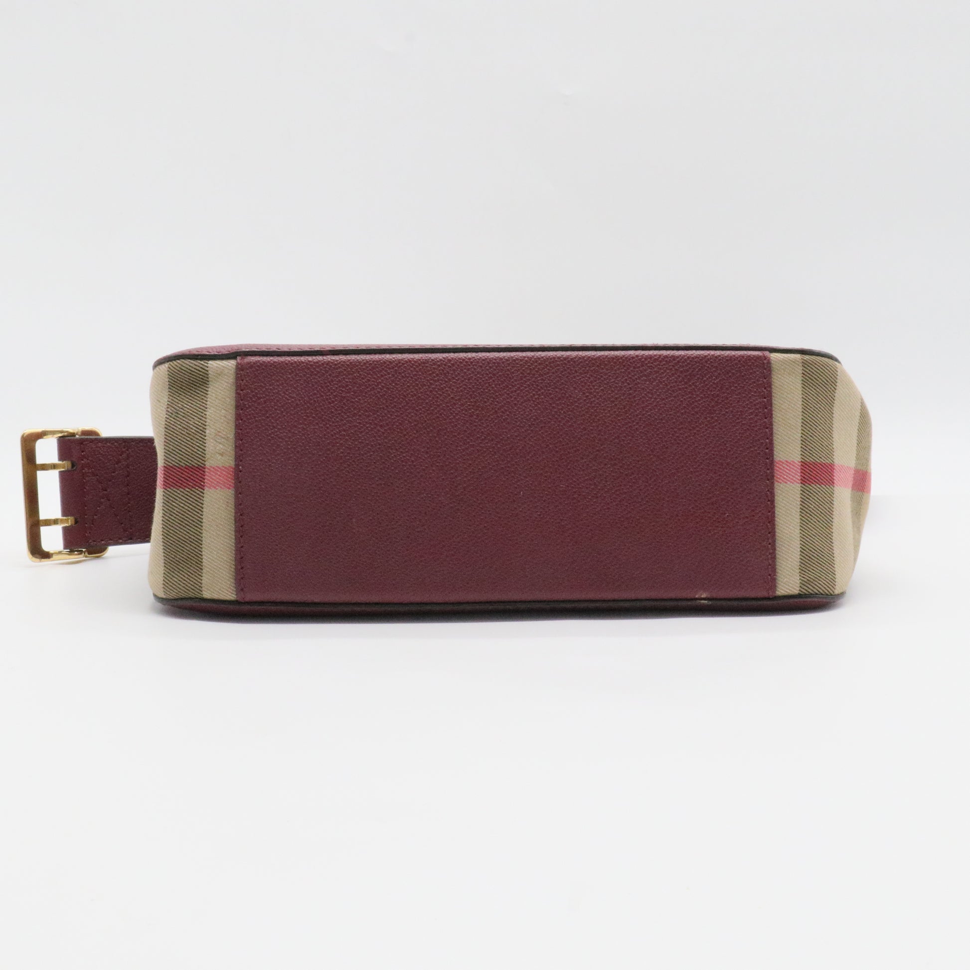 Soft Grain Calfskin House Check Small Helmsley Crossbody Dark Plum