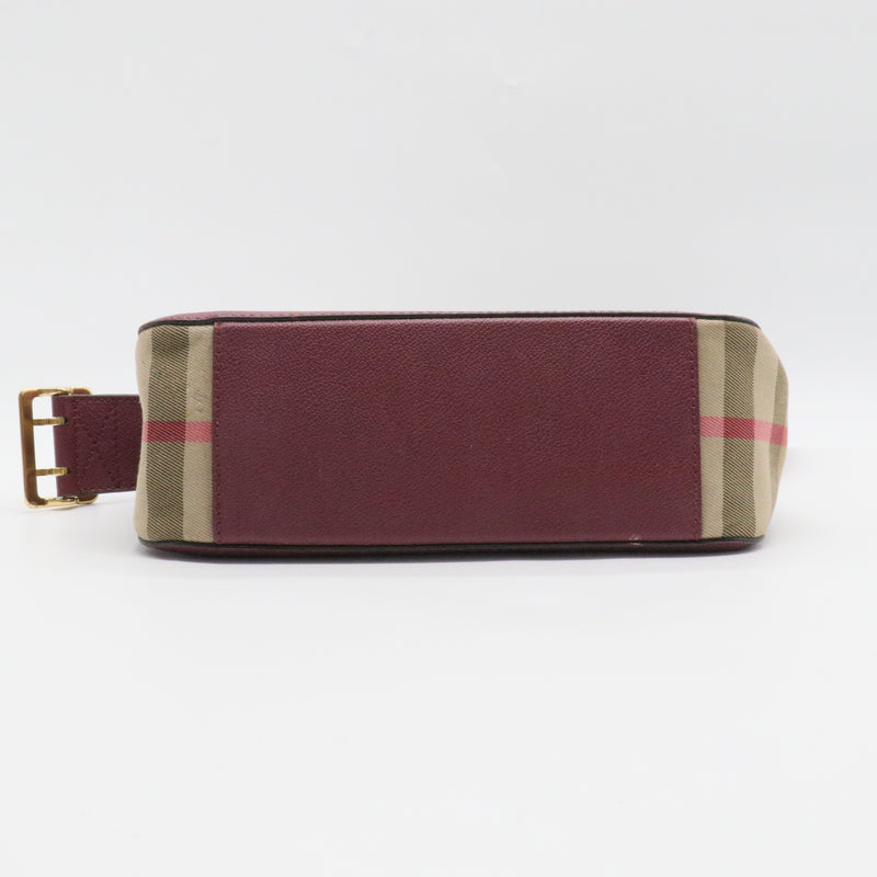 Soft Grain Calfskin House Check Small Helmsley Crossbody Dark Plum