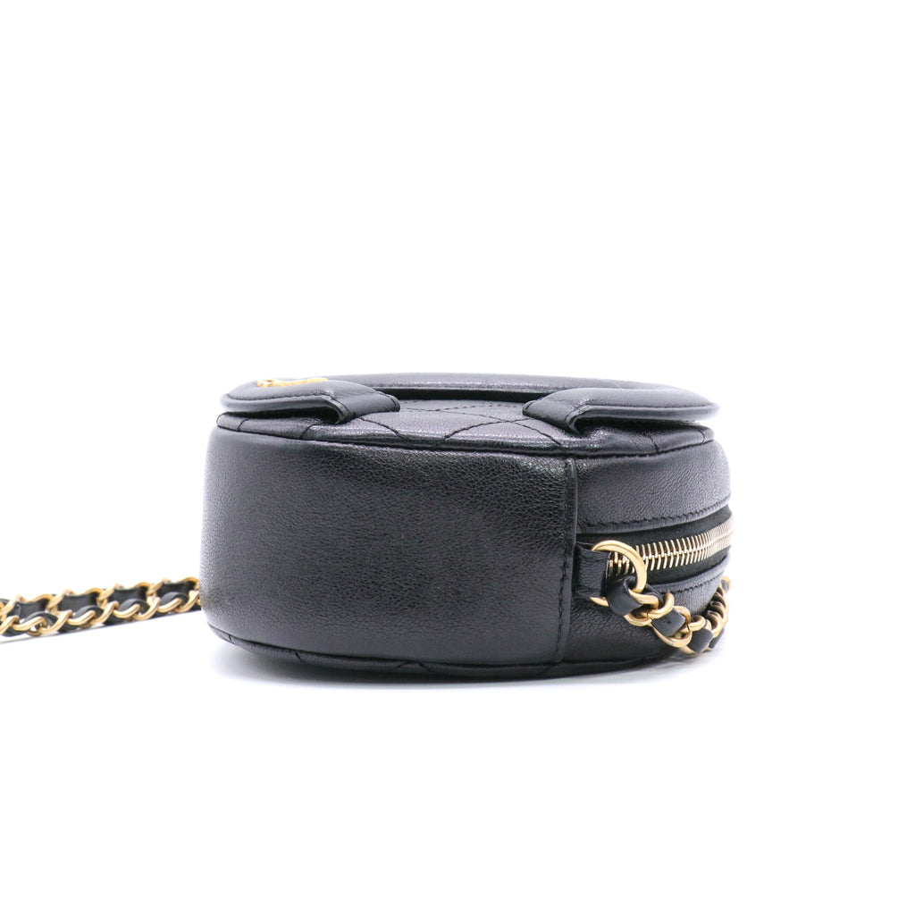 Lambskin Quilted Coco Midnight Camera Case Black twins