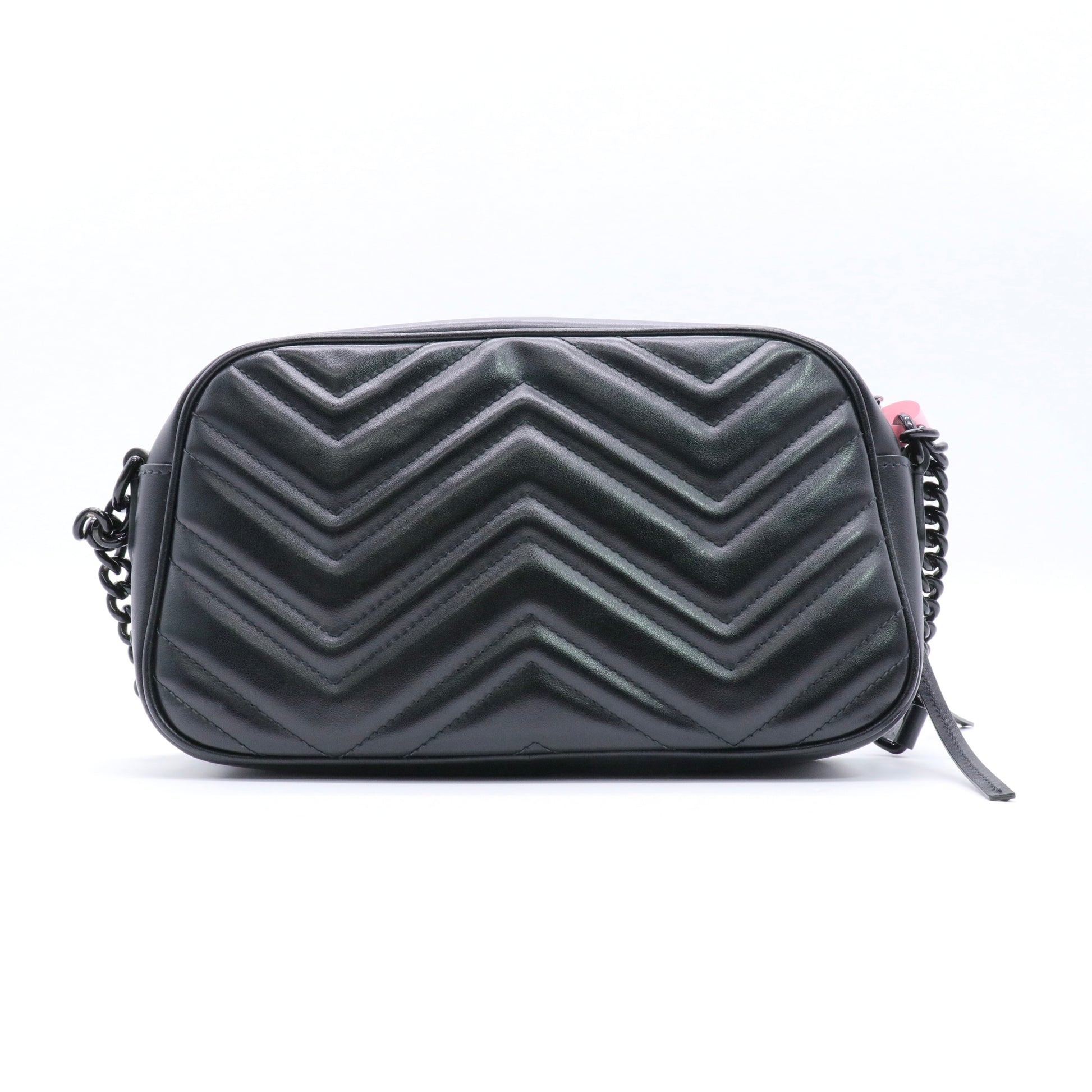 Calfskin Matelasse Monochrome Small GG Marmont Chain Shoulder Bag Black twins