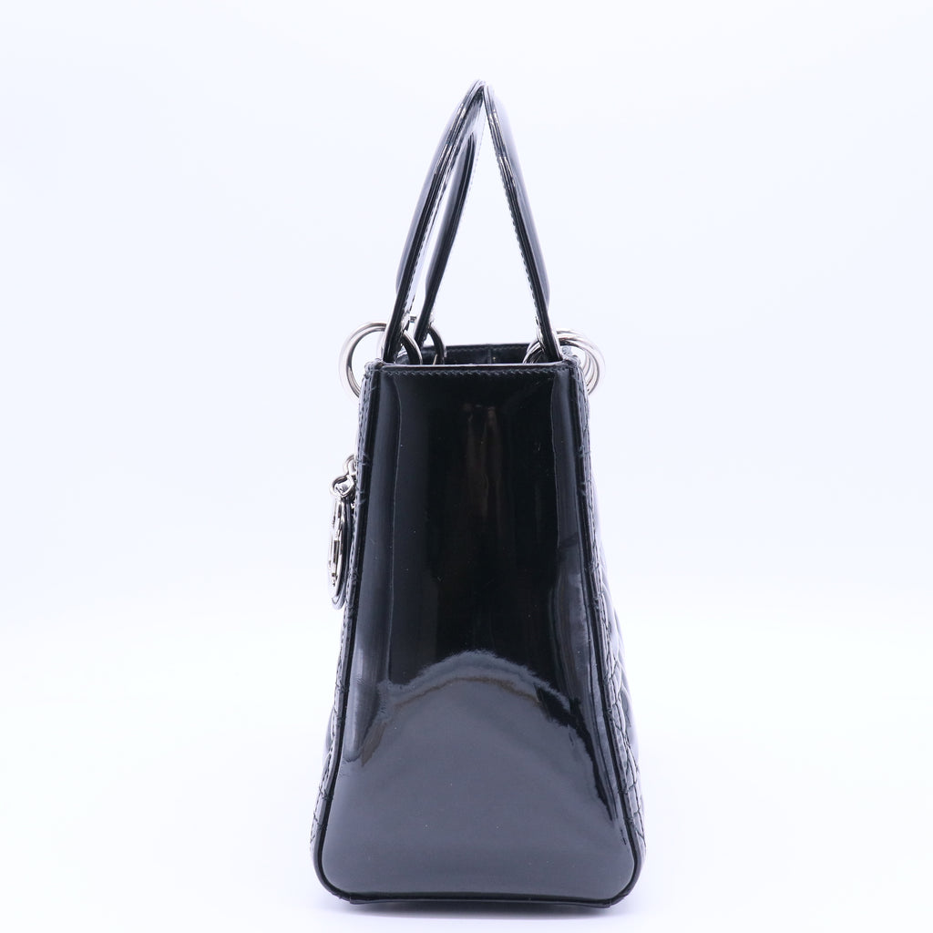 Lady Dior Bag Cannage Quilt Patent Medium