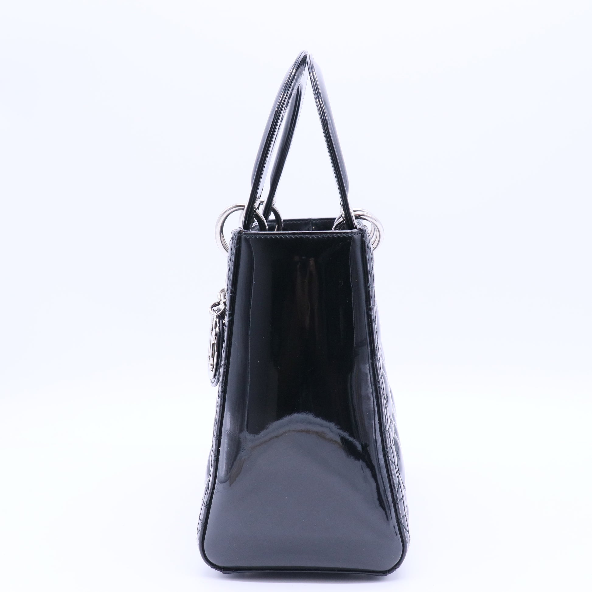 Lady Dior Bag Cannage Quilt Patent Medium