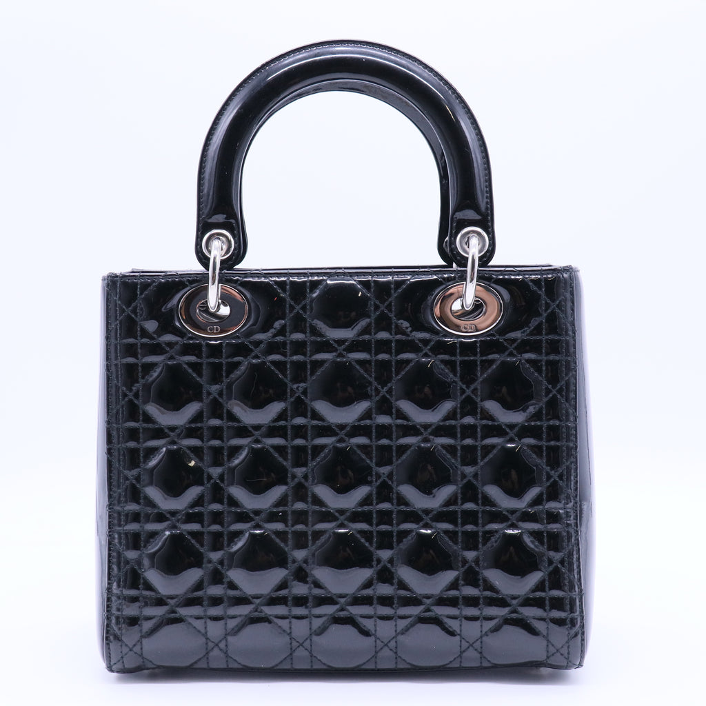 Lady Dior Bag Cannage Quilt Patent Medium