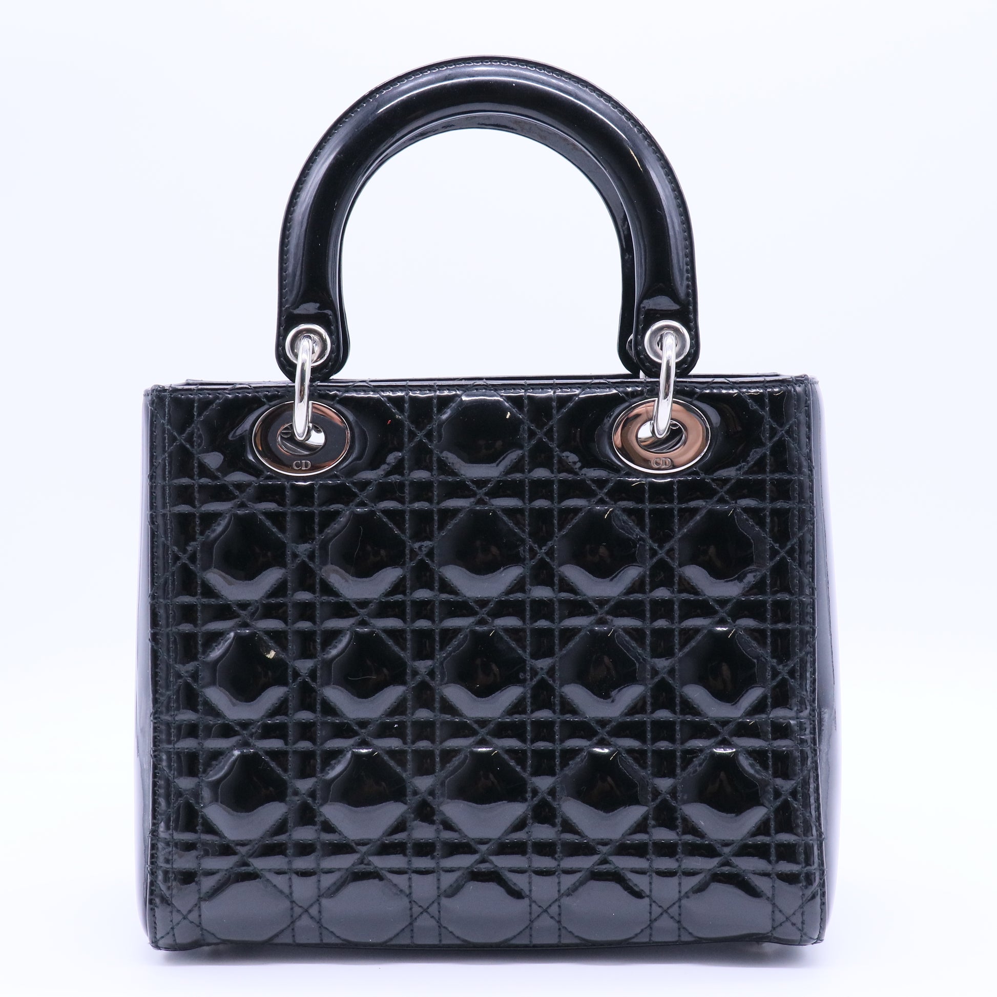 Lady Dior Bag Cannage Quilt Patent Medium