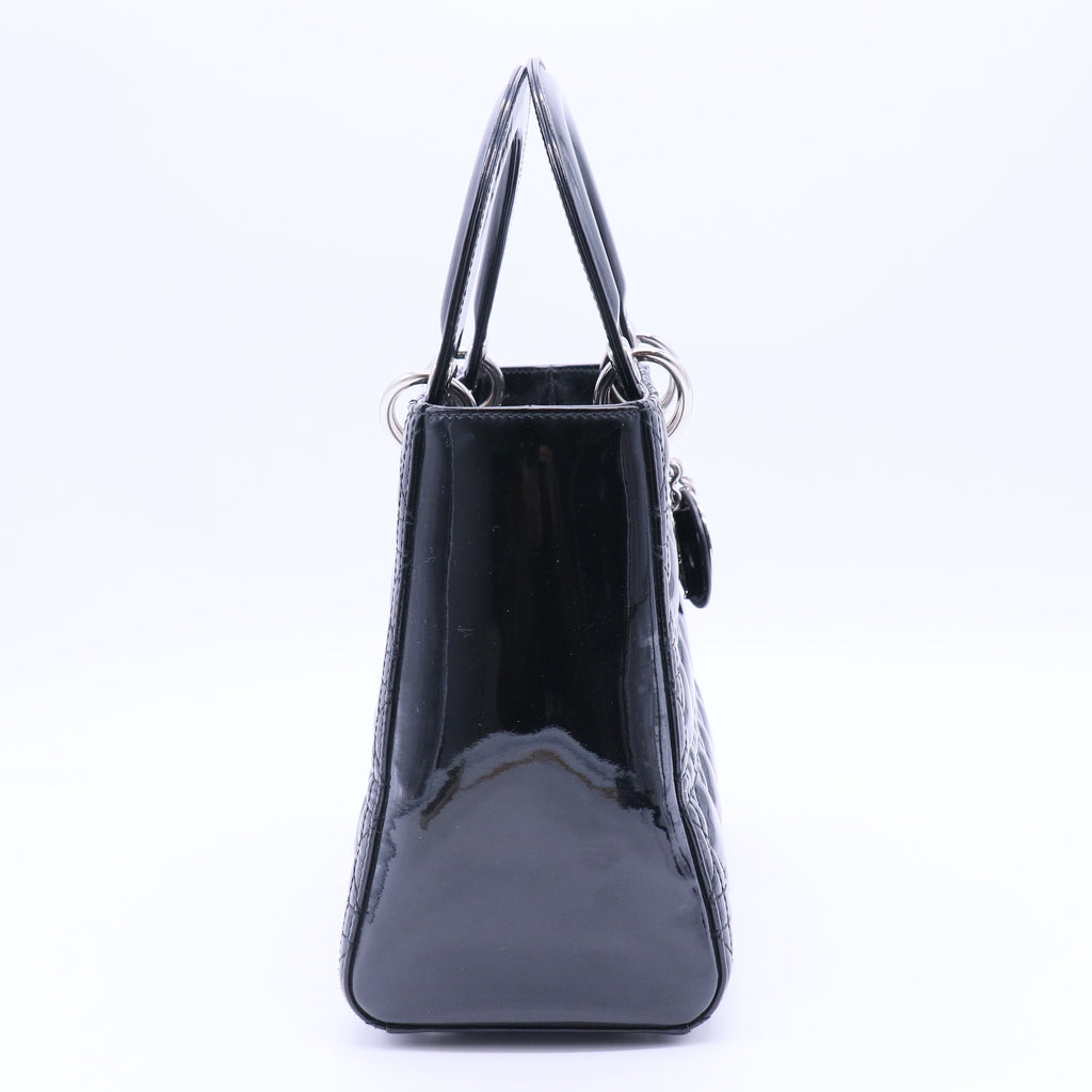 Lady Dior Bag Cannage Quilt Patent Medium
