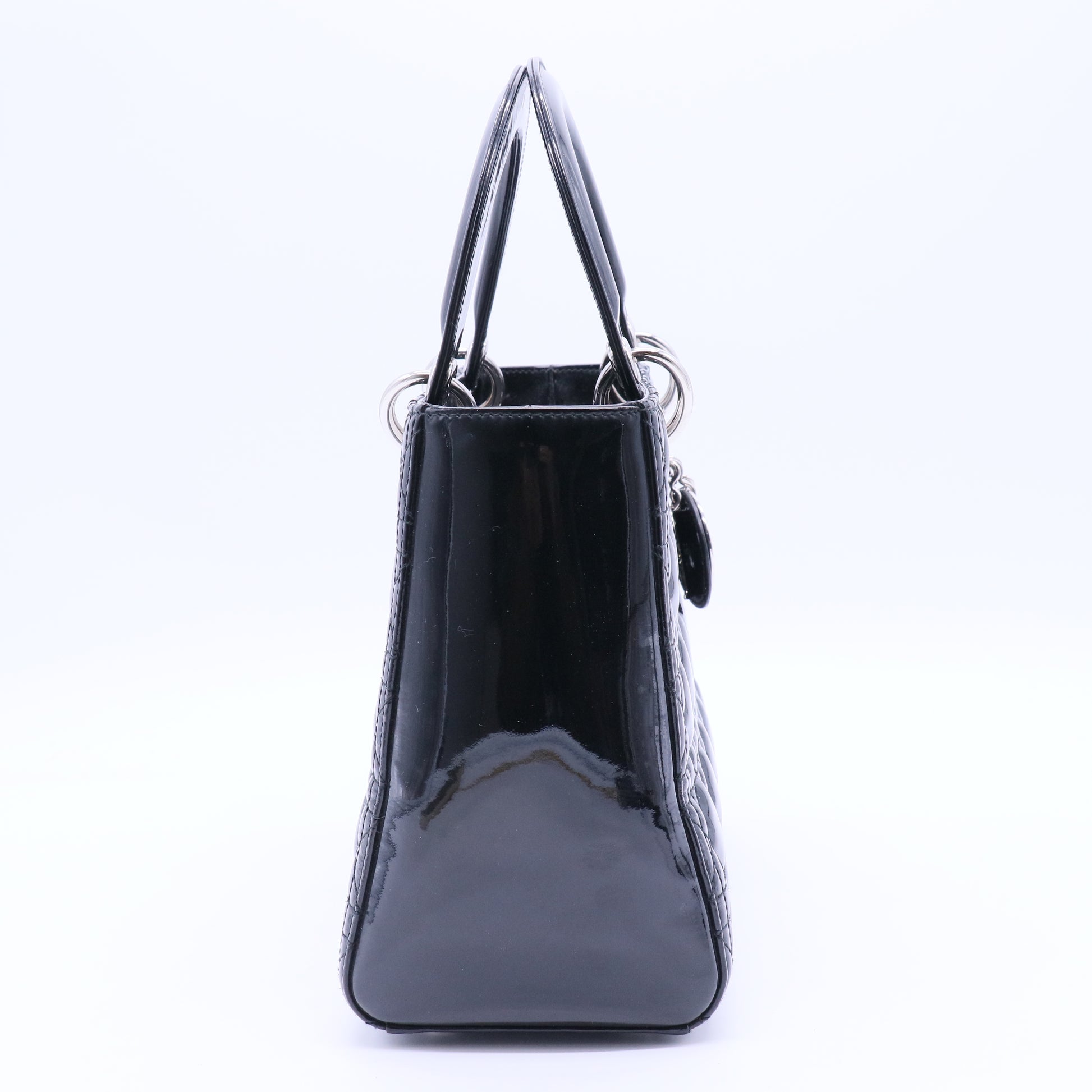 Lady Dior Bag Cannage Quilt Patent Medium