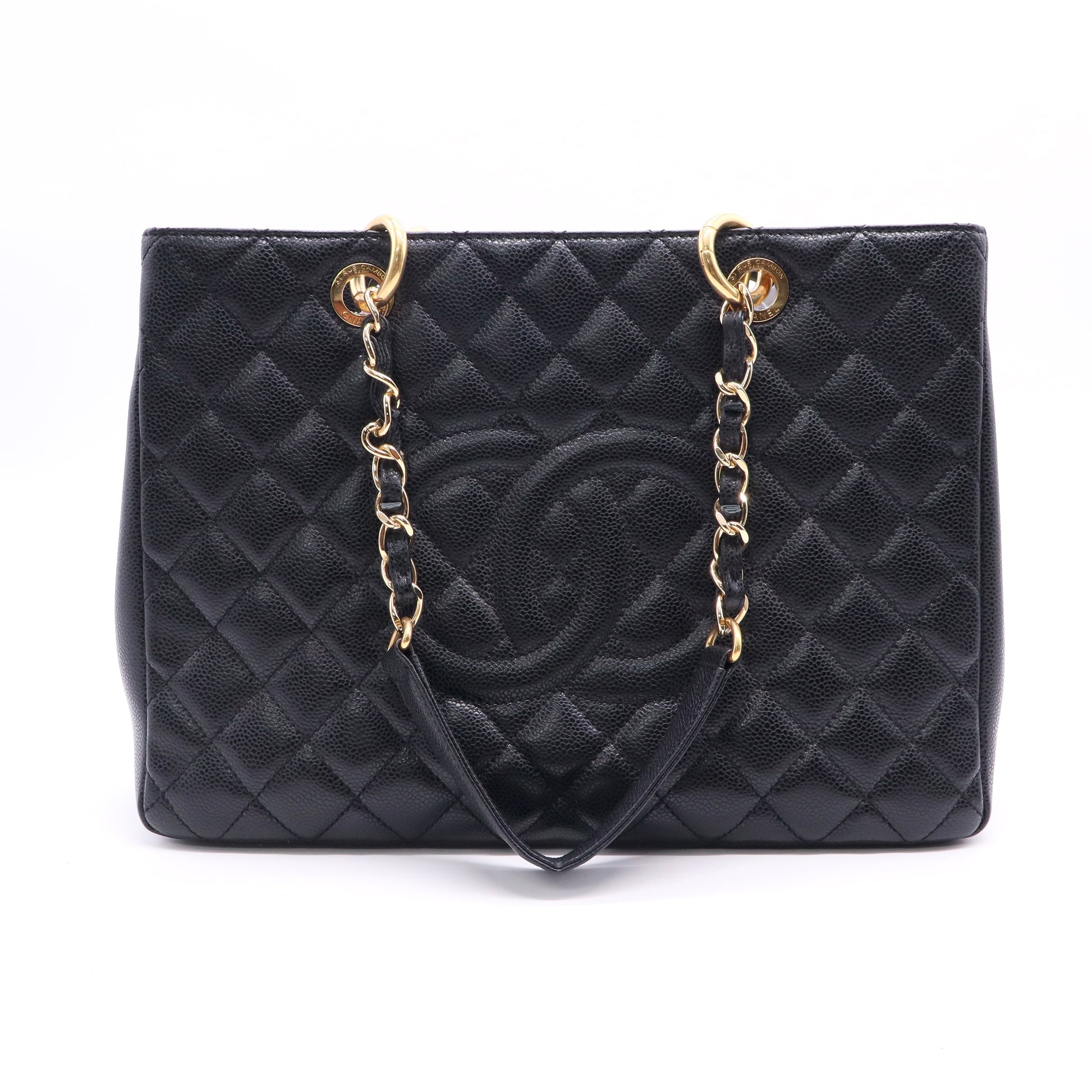 Chanel GST Grand Shopping Tote Black Caviar Shoulder Bag twins LDJ2676