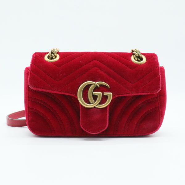 GG Marmont Flap Bag Matelasse Velvet Mini