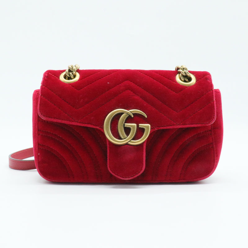 GG Marmont Flap Bag Matelasse Velvet Mini