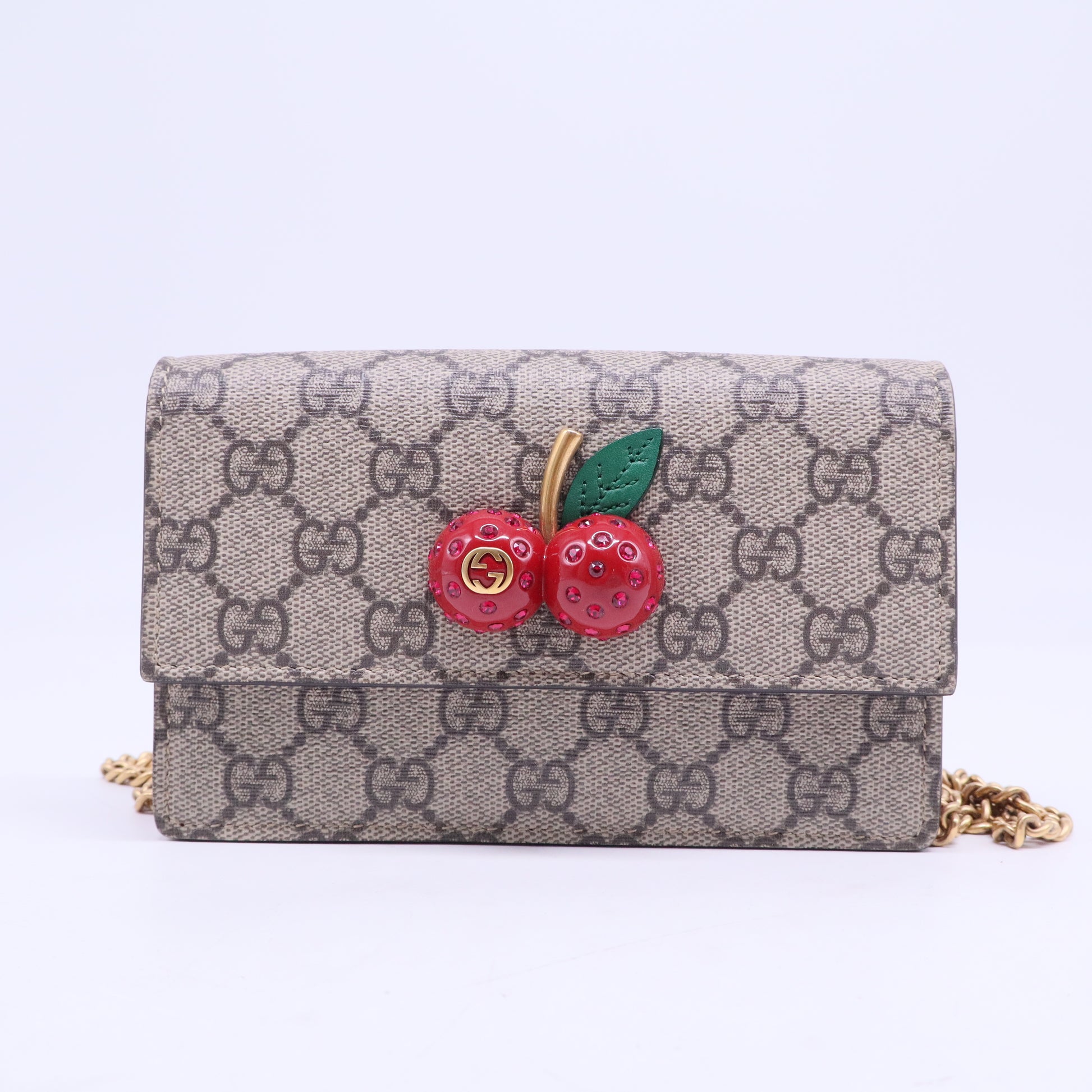 Cherries Wallet on Chain GG Coated Canvas Mini W20606