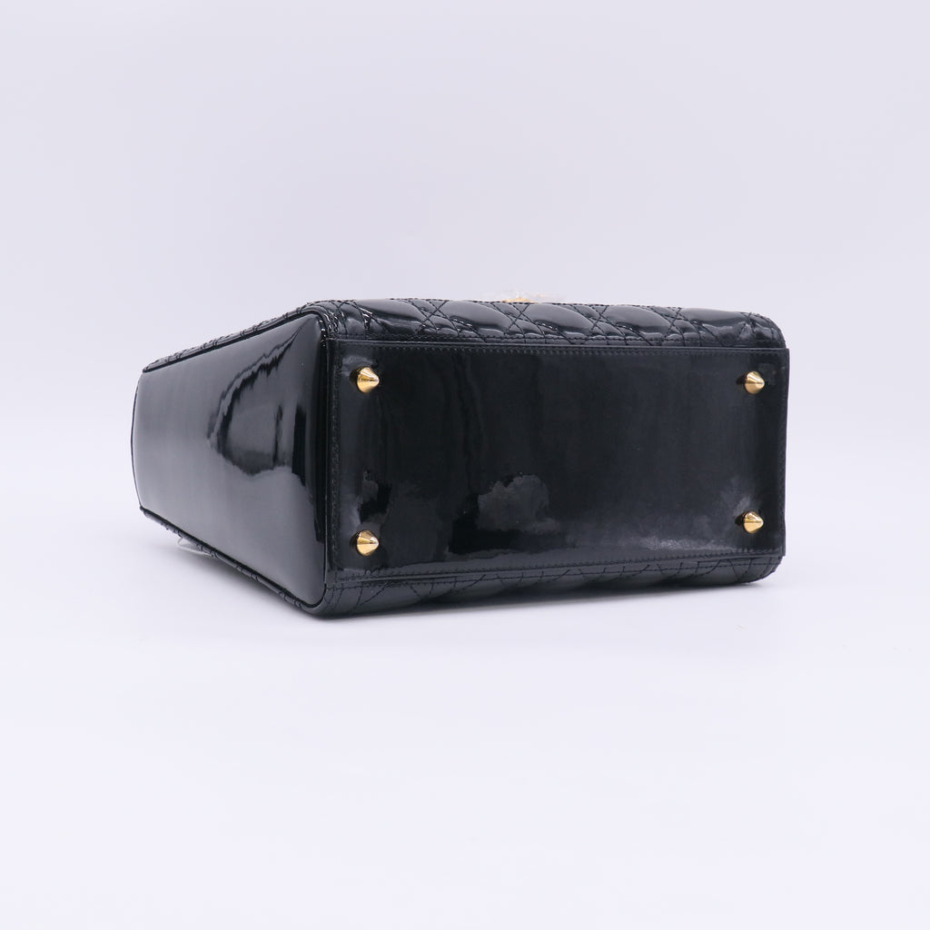 Christian Dior Patent Cannage Medium Lady Dior Bag twins LDZ778