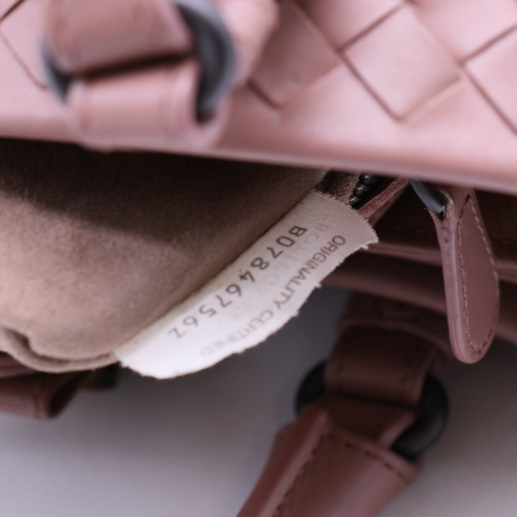 Dark Pink Intrecciato Woven Nappa Leather Roma Tote Bag