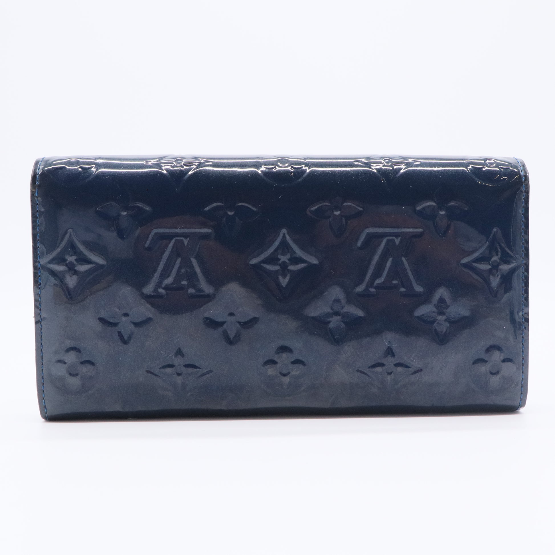 Grand Blue Monogram Vernis Sarah Wallet