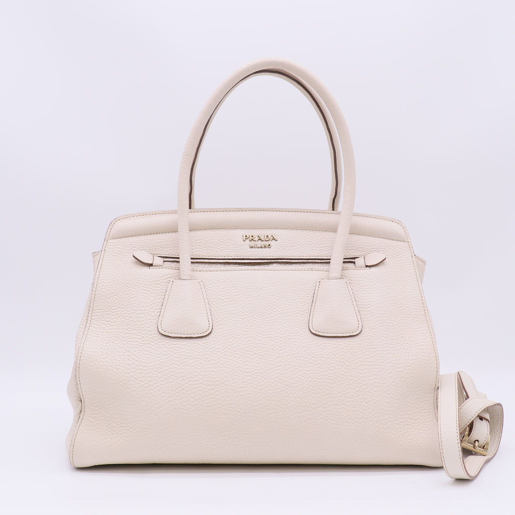Prada Vitello Daino Cuir Frame Convertible Tote Bag twins LDZ771