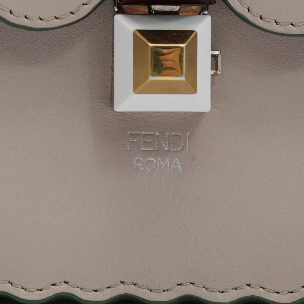 Vitello Liberty Scalloped Studded Kan I Shoulder Bag Grigio Polvere twins