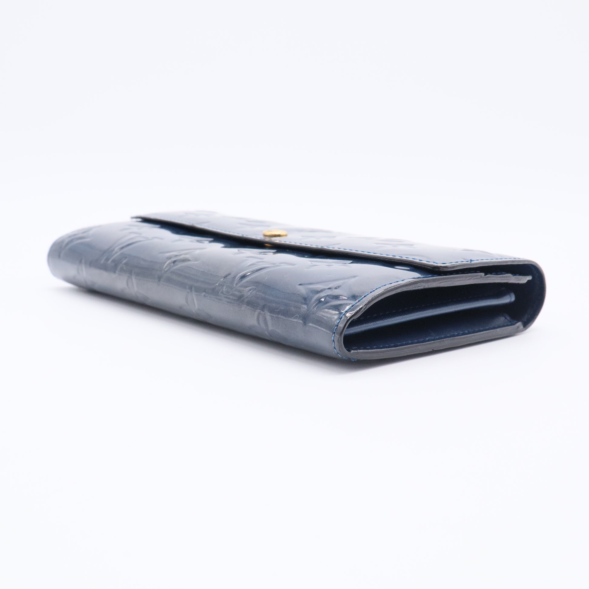 Grand Blue Monogram Vernis Sarah Wallet
