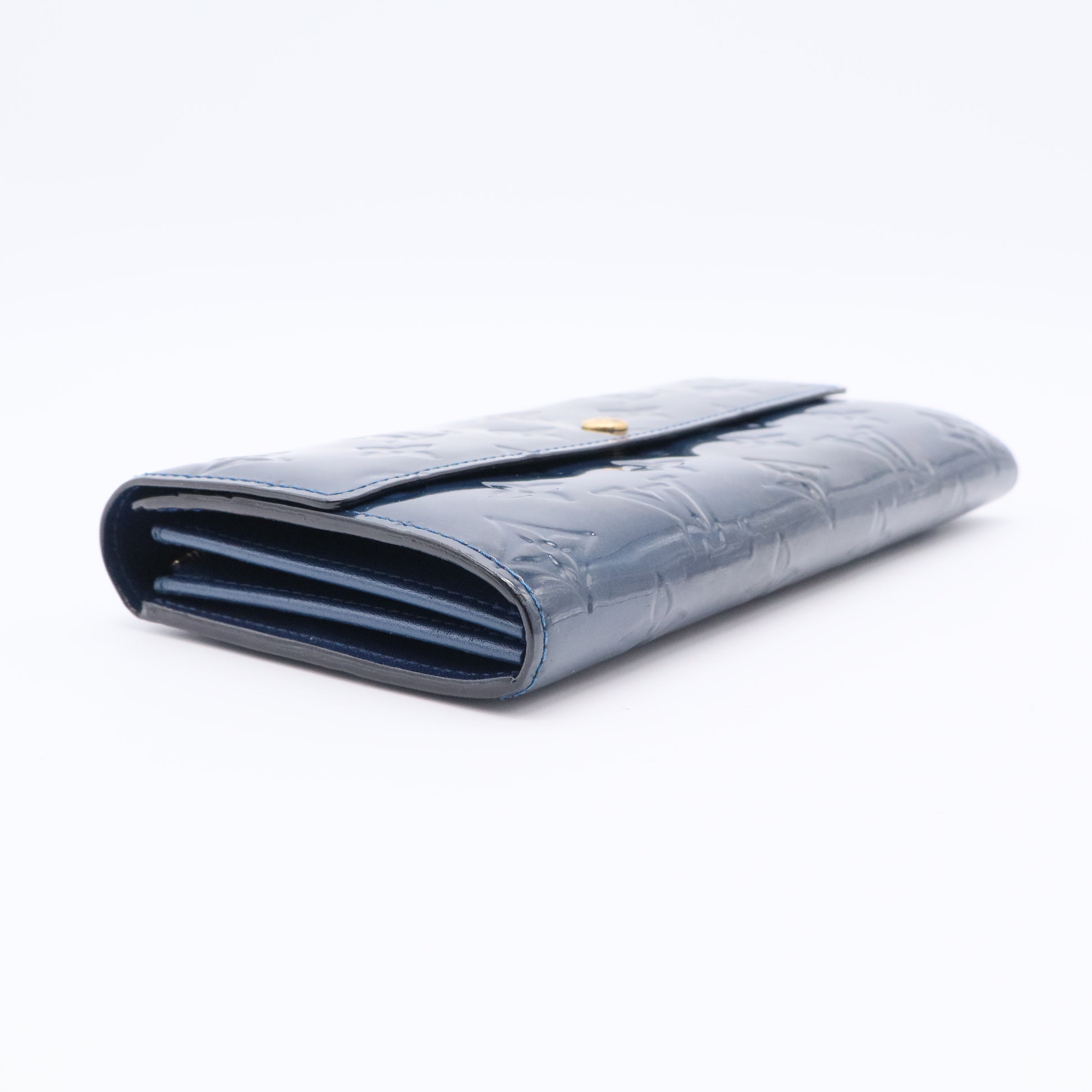 Grand Blue Monogram Vernis Sarah Wallet