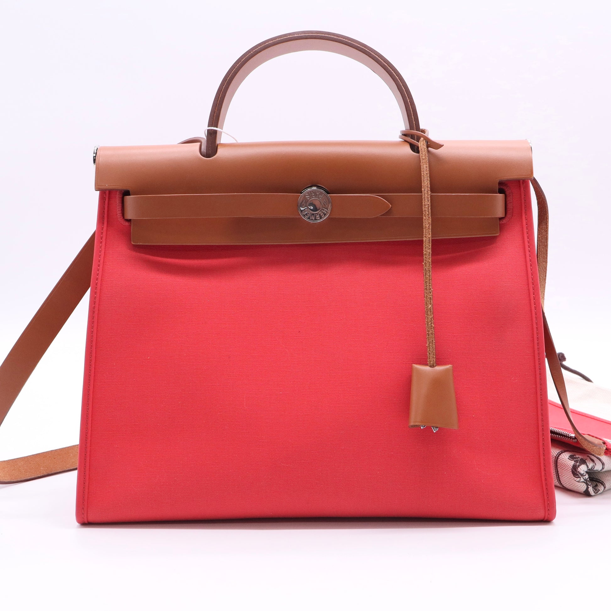 Hermès Toile H Berline Vache Hunter Herbag Zip 31 PM Capucine Fauve Twins LDJ2683