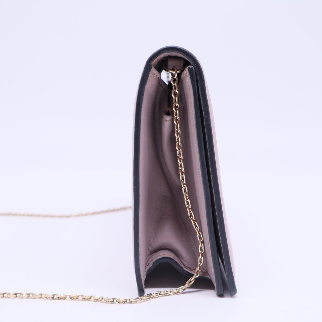 Beige Smooth Leather Rockstud Envelope Wristlet Clutch Bag B20807