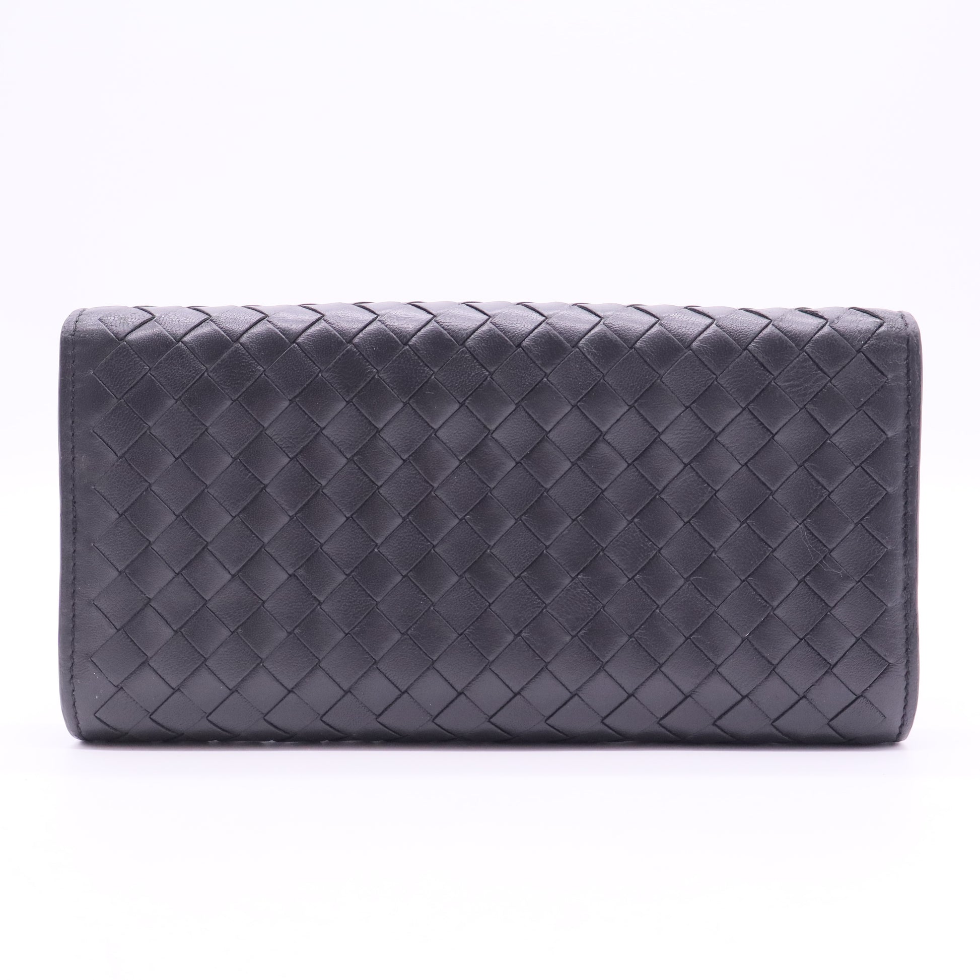 Intrecciato Weave Continental Wallet Black
