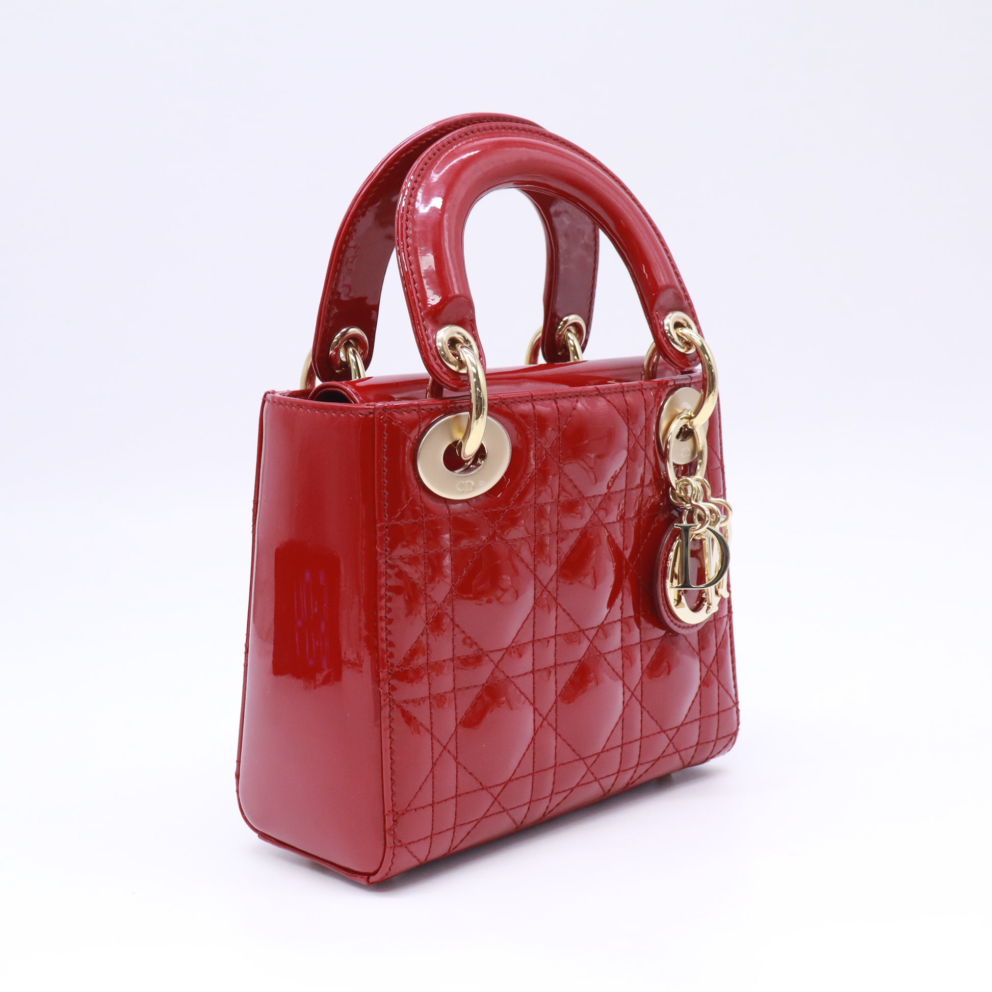 Patent Cannage Mini Lady Dior Red B23821
